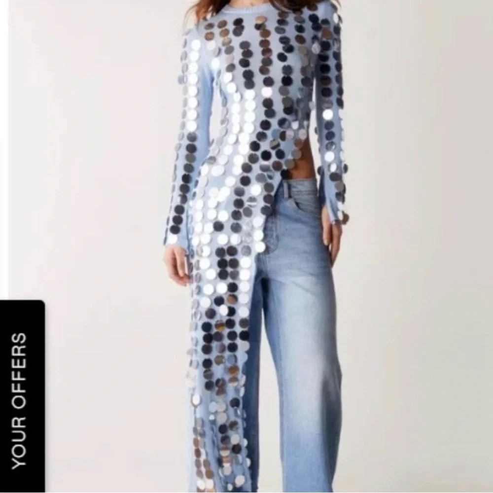 Black Sequin Long Sleeve Top - Picture 7 of 7